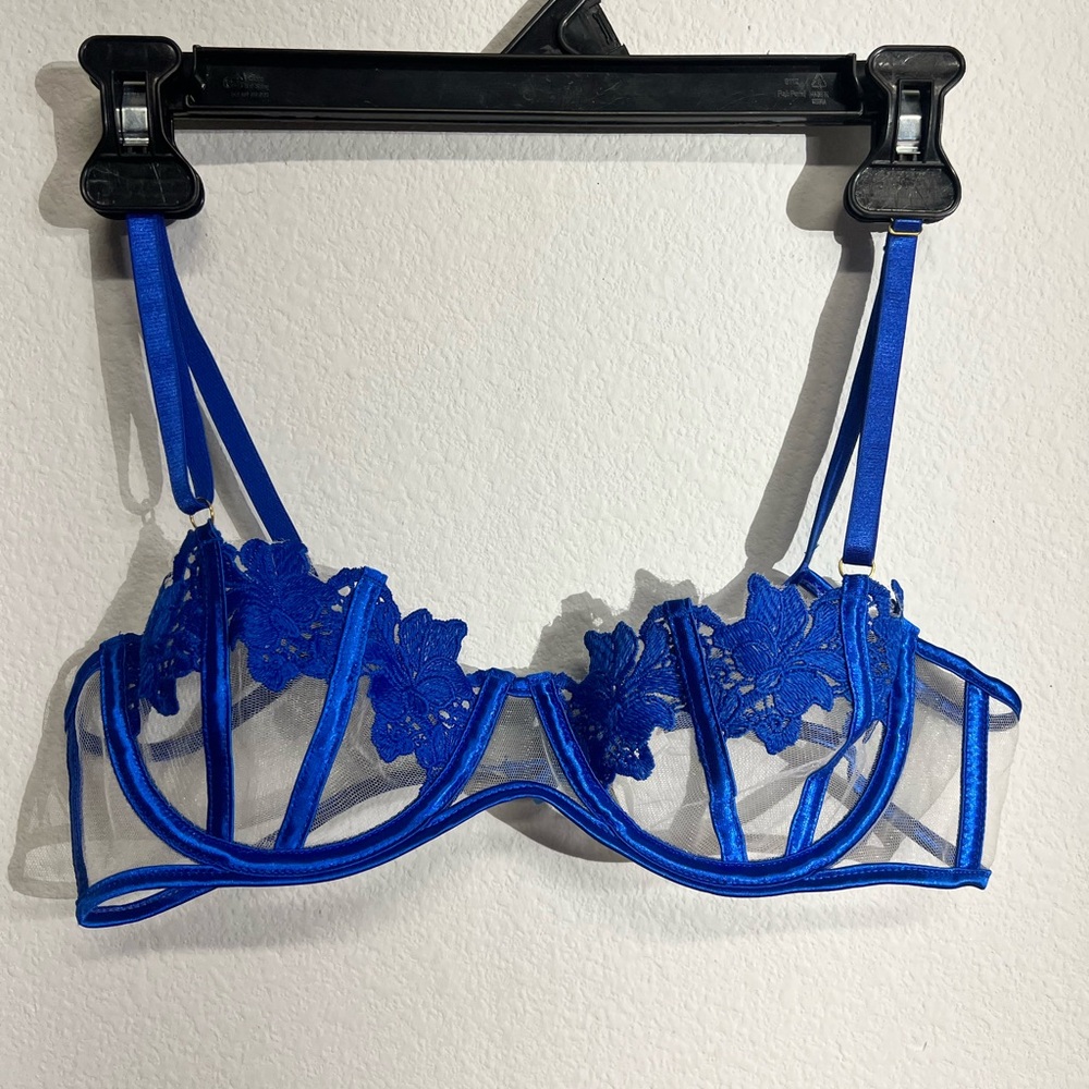 Blue Carnation Lingerie Underwired Bra Size M Nude‎  Sheer Mesh